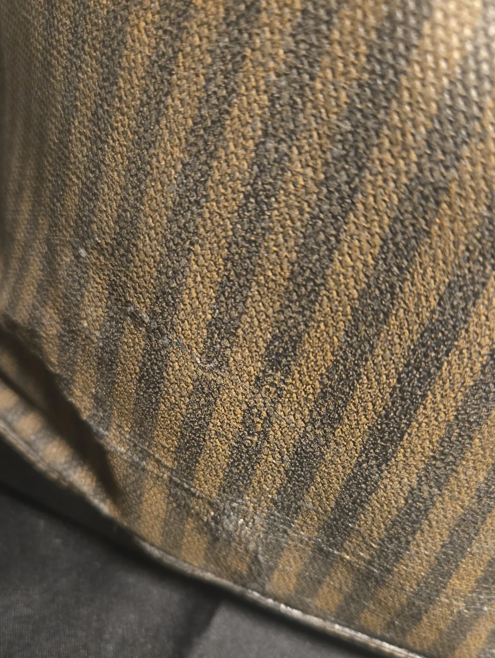 Fendi Brown Striped Canvas Drawstring Crossbody Bag with Pouch